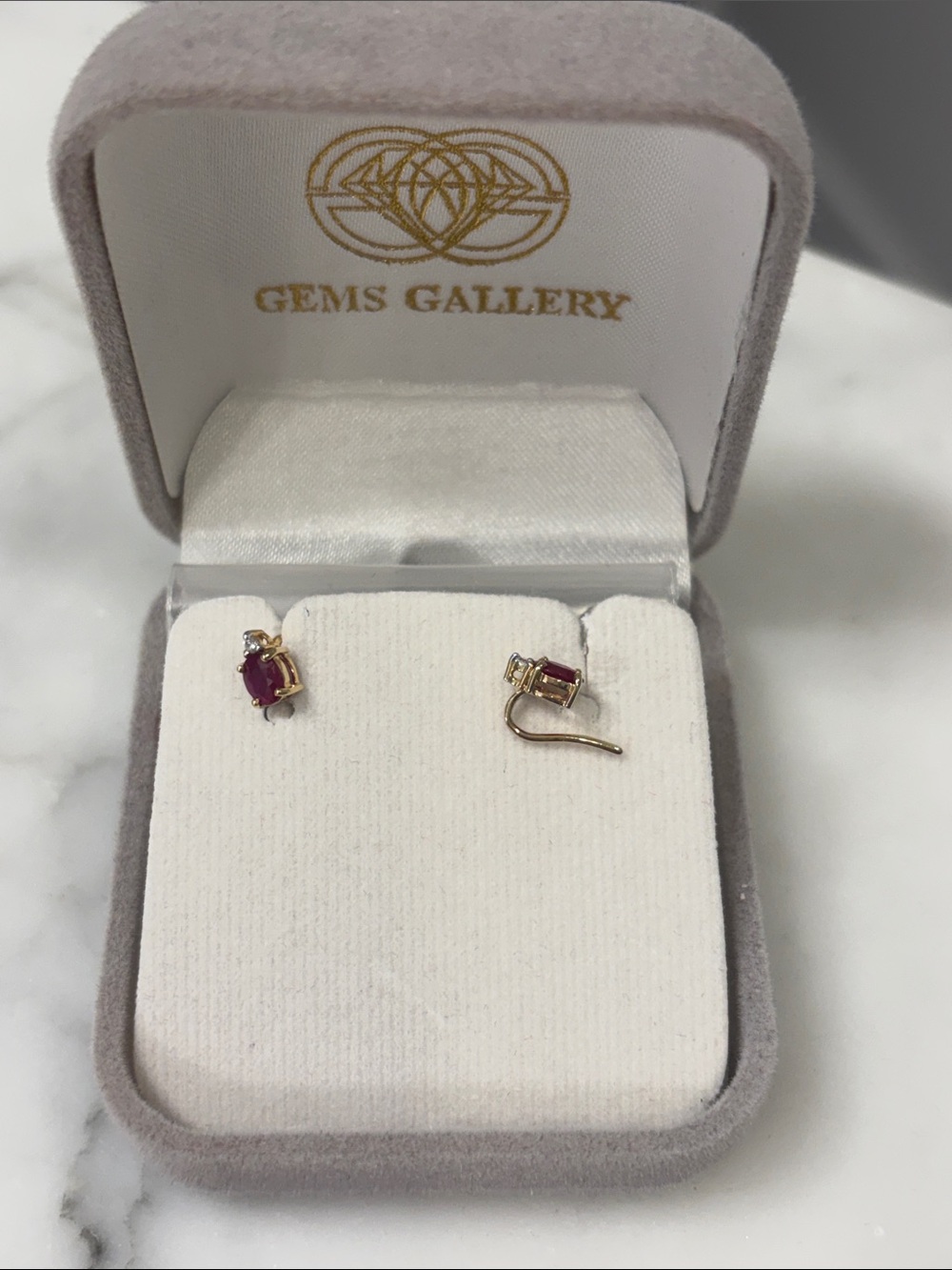 Gallery 14K Gold Pink Ruby and Diamond Accent Stud Earrings - child size